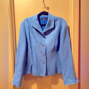 Lafayette 148 New York Blue Suit Jacket Blazer Size 16